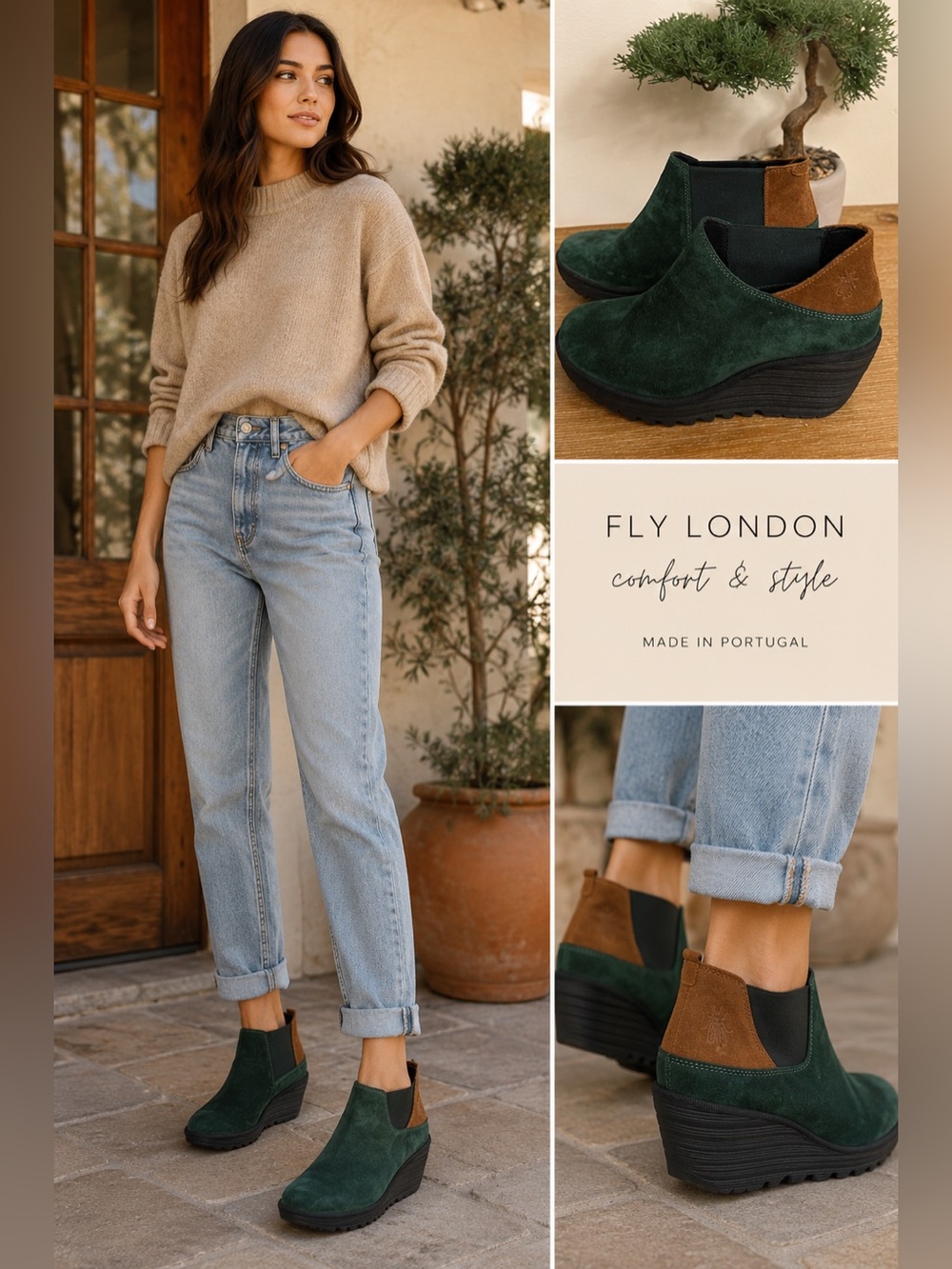 Fly London Green Suede Wedge Ankle Booties Comfort Platform Shoes EU 36 Fit 7